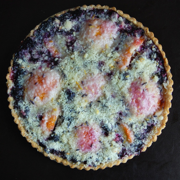 lavender peach blueberry pie